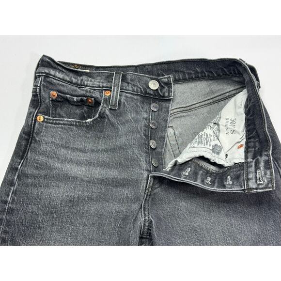 Levi's 501S Women's Button Fly Skinny Gray Denim Jeans - Size 25x28 (26x28) - Picture 2 of 7